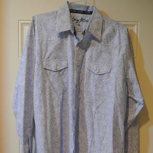 MENS LIGHT BLUE PAISLEY XL GEORGE STRAIT PEARL SNAP SHIRT